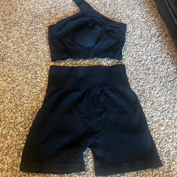 Black Ribbed Two-Piece Set - Picture 1 of 4